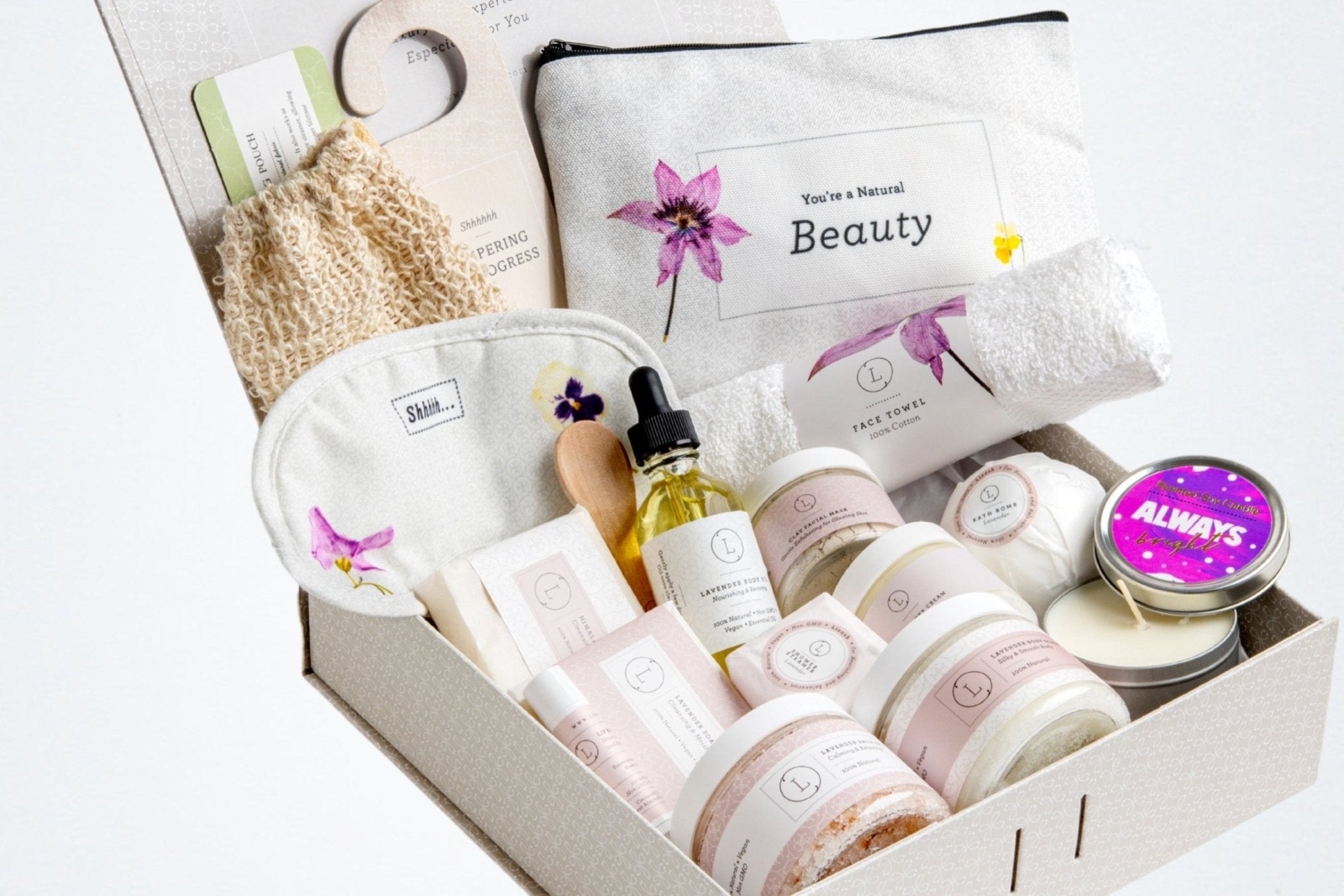 A Special Day Gift, Birthday Gift Basket, Lavender Natural Bath & Body - CSB Designs