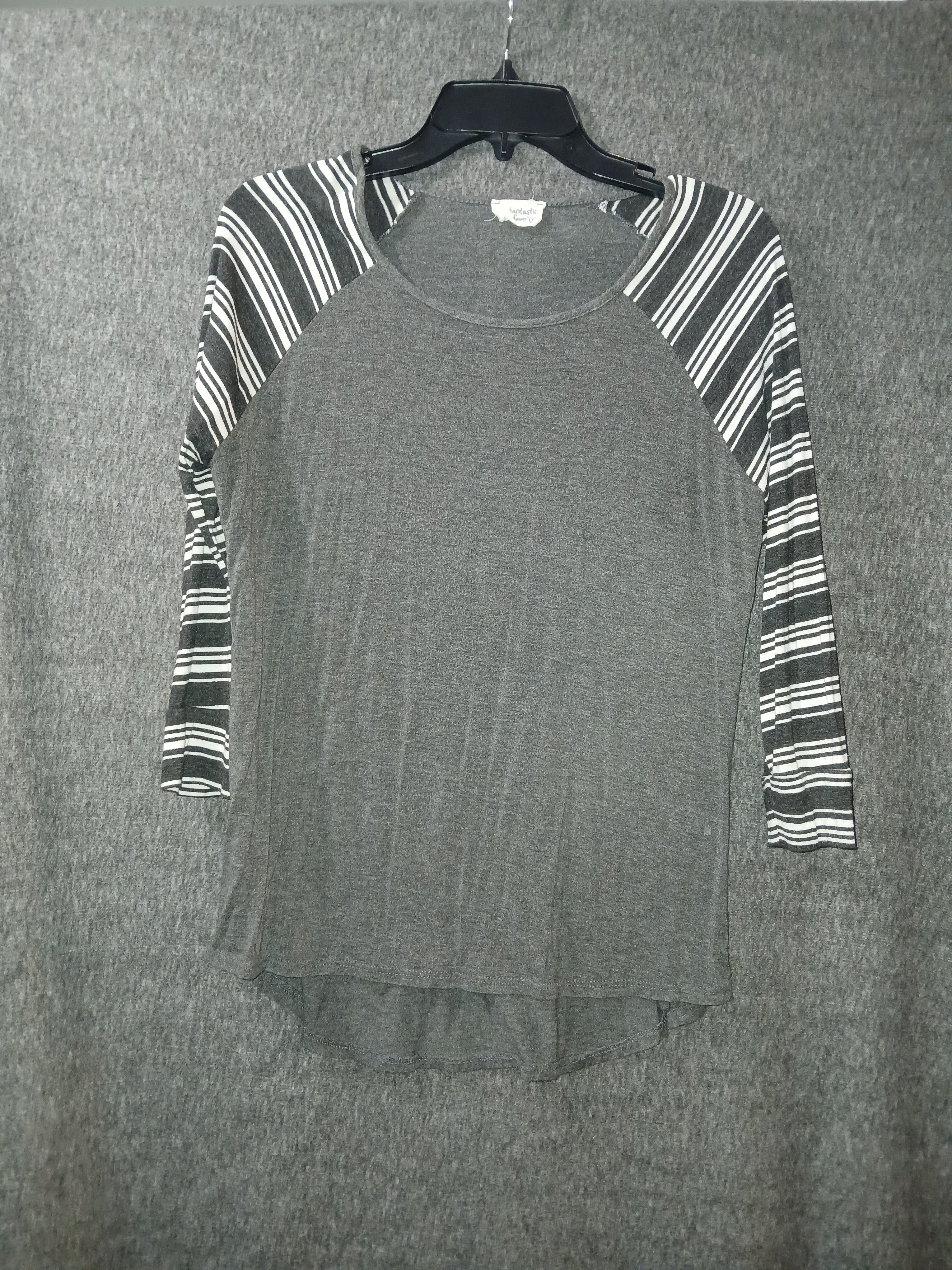Women's Grey Striped Sleeve Top