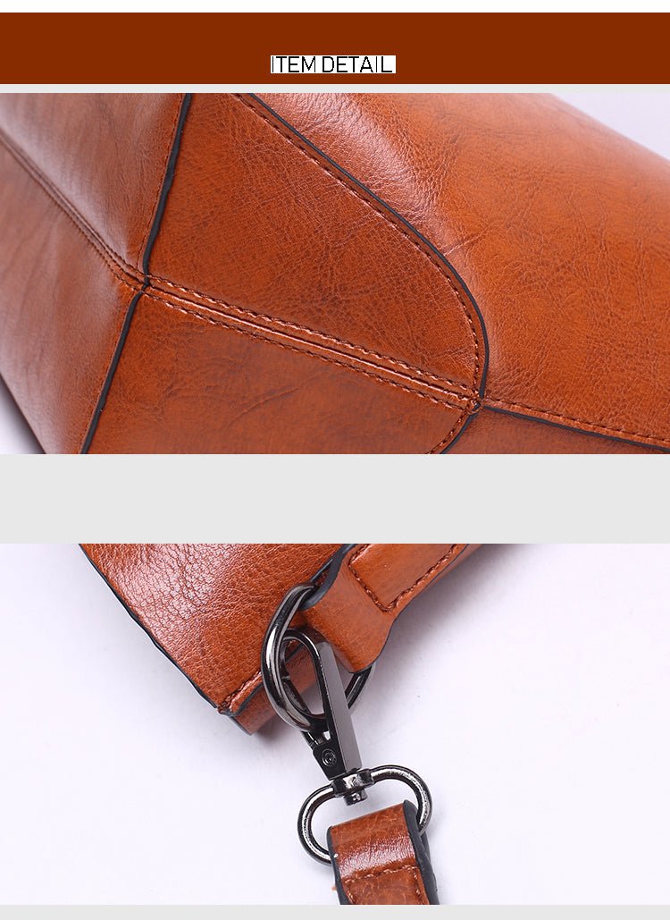 Women Wax surface PU Leather Handbag Womens Bag Designer Ladies Tote Shoulder Handbags Business Female Purse - CSB Designs