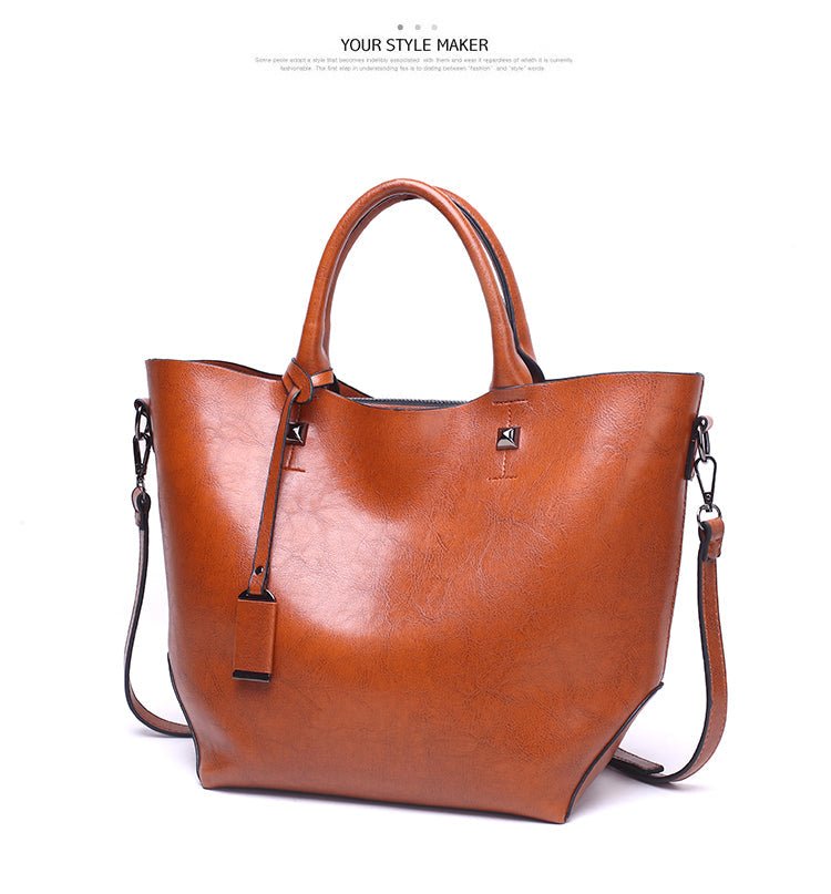 Women Wax surface PU Leather Handbag Womens Bag Designer Ladies Tote Shoulder Handbags Business Female Purse - CSB Designs